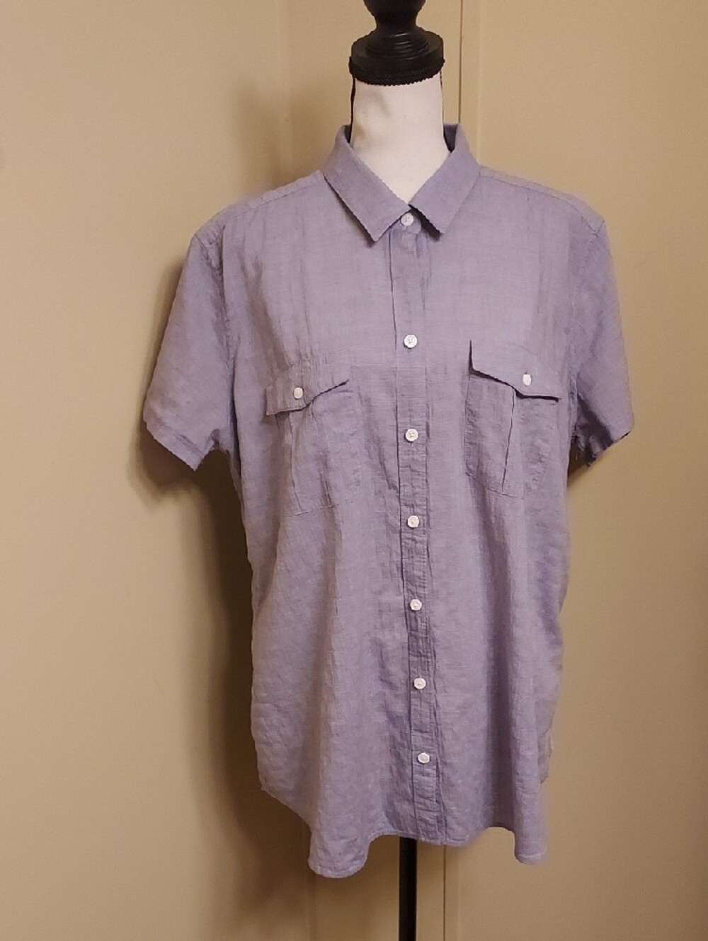 Eddie Bauer Women's Button-Down Shirt in Light Chambray Blue
